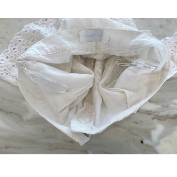 ZIMMERMANN IVORY WHITE COTTON SILK EYELET EMBROIDERY SHORTS SIZE AU 1 / US 4 - Picture 15 of 16